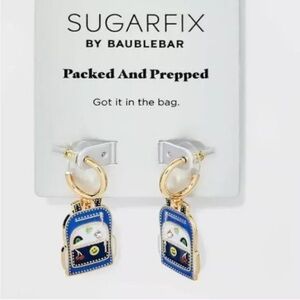 SugarFix by BAUBLEBAR Playful Backpack Hoop Earrings with Gold and Blue Accents